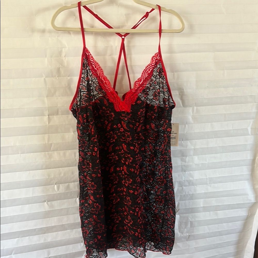 Secret Treasures Women’s Black & Red Lace Nighty Size 3XL Lingerie Sleepwear